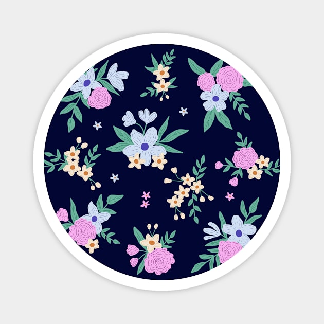 Floral bouquet - Dark blue Magnet by Natalisa